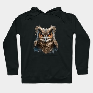 Owl Portrait Animal Painting Wildlife Outdoors Adventure Hoodie